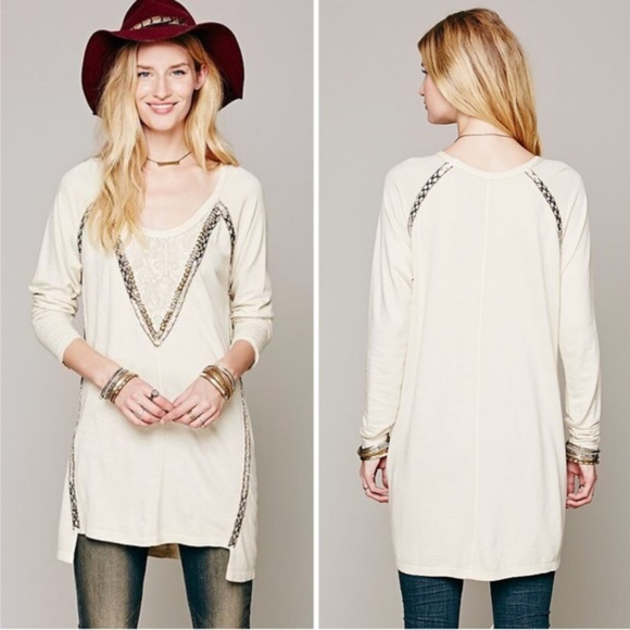 Free People Tops - Free People Crossroads Beaded Tunic Size Small